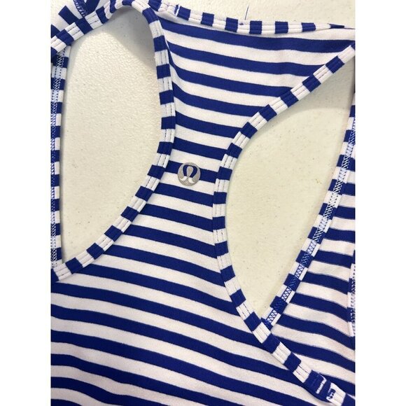 Lululemon Athletica Blue white stripe Racerback Tank Top Small - Picture 6 of 6
